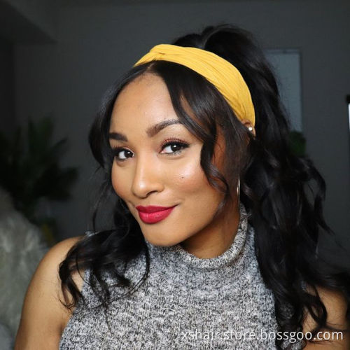Top Virgin Kinky Curly 150% Density Headband Wigs Natural Color 100% Human Hair for Black Women